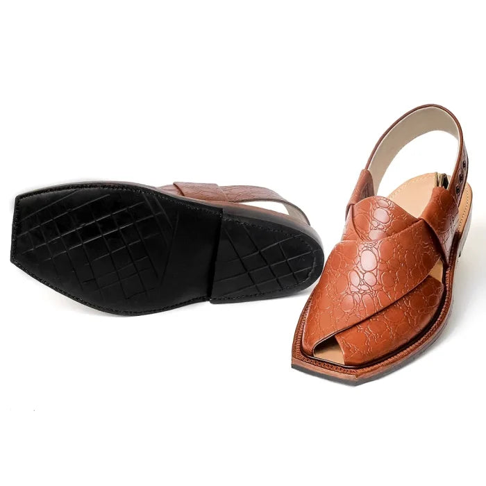 Handmade Printed Mustard Norozi Chappal With Single Sole