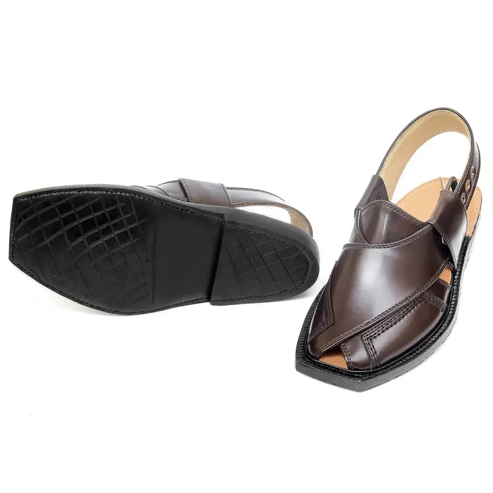 Brown Norozi Chappal with China Cut Shape