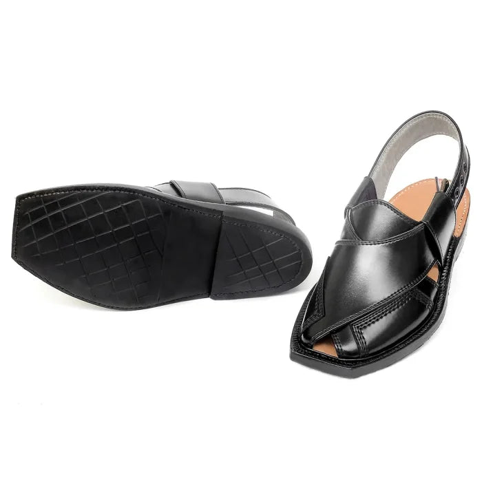 Black Norozi Chappal with China Cut Shape