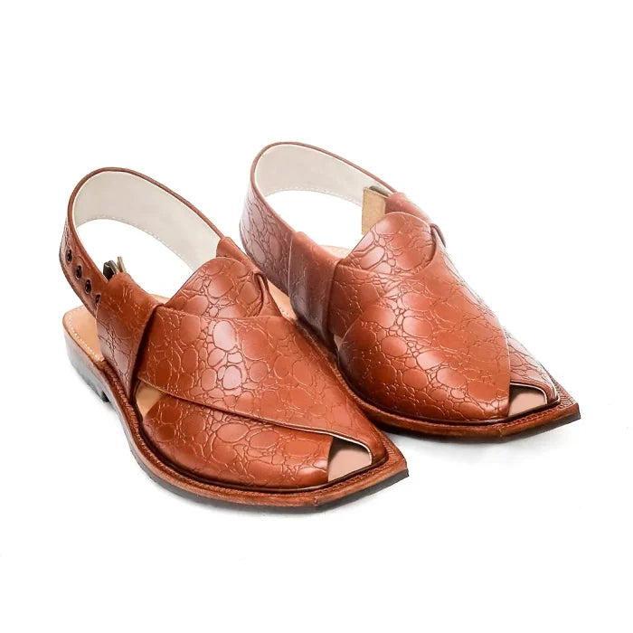 Handmade Printed Mustard Norozi Chappal With Single Sole