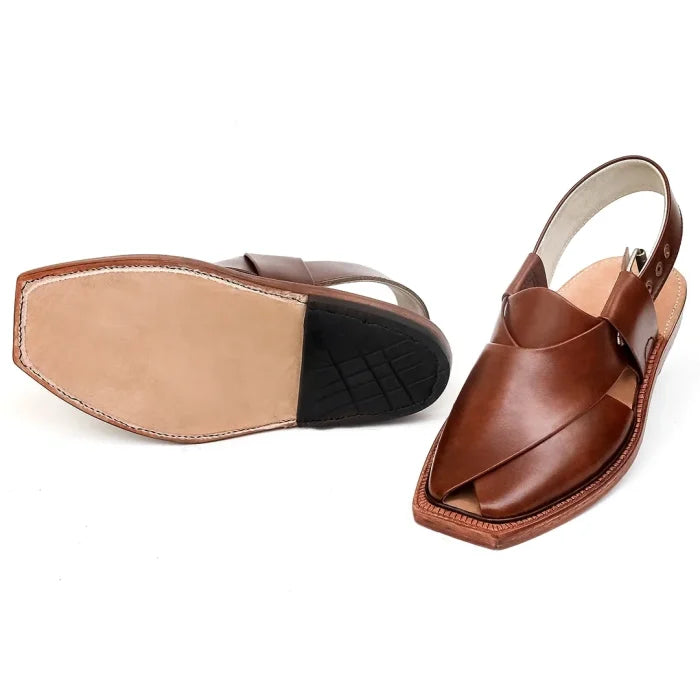 Handmade Mustard Norozi Leather Chappal with Leather Sole