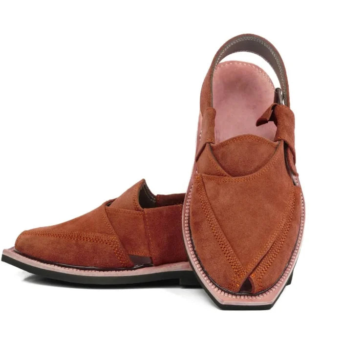 Hand Crafted Camel Suede Quetta Norozi Chappal With Single Sole