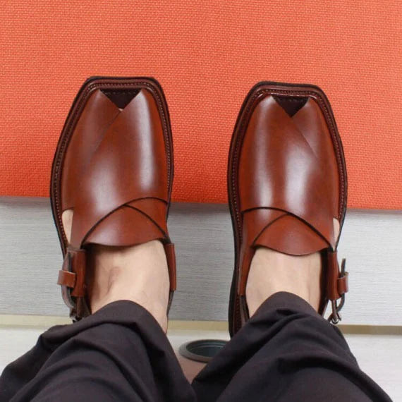 Handmade Mustard Charsadda Chappal with Single Sole – 09240