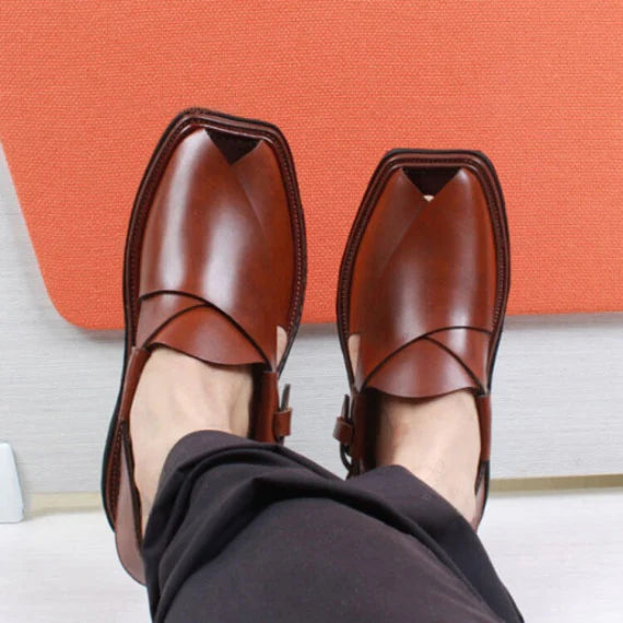 Handmade Mustard Charsadda Chappal with Single Sole – 09240