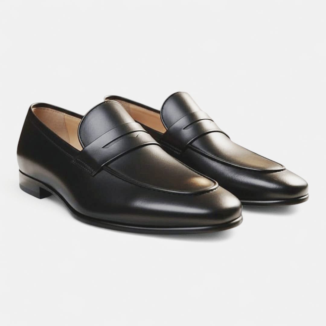 Men’s Formal Black Leather Shoes | Lightweight Rubber Sole - 092121