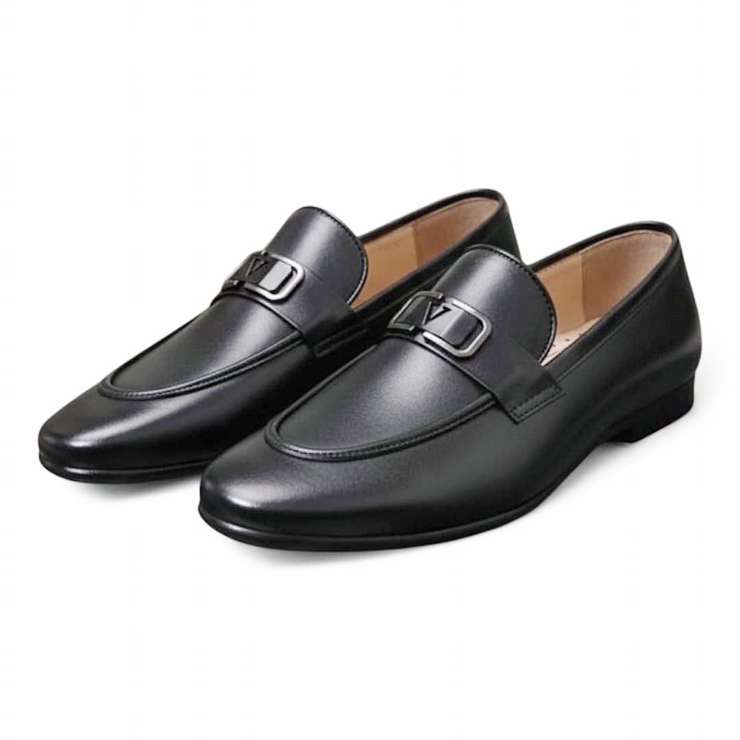 Men’s Black Genuine Cow Leather Shoes | Flexible Rubber Sole - 092120