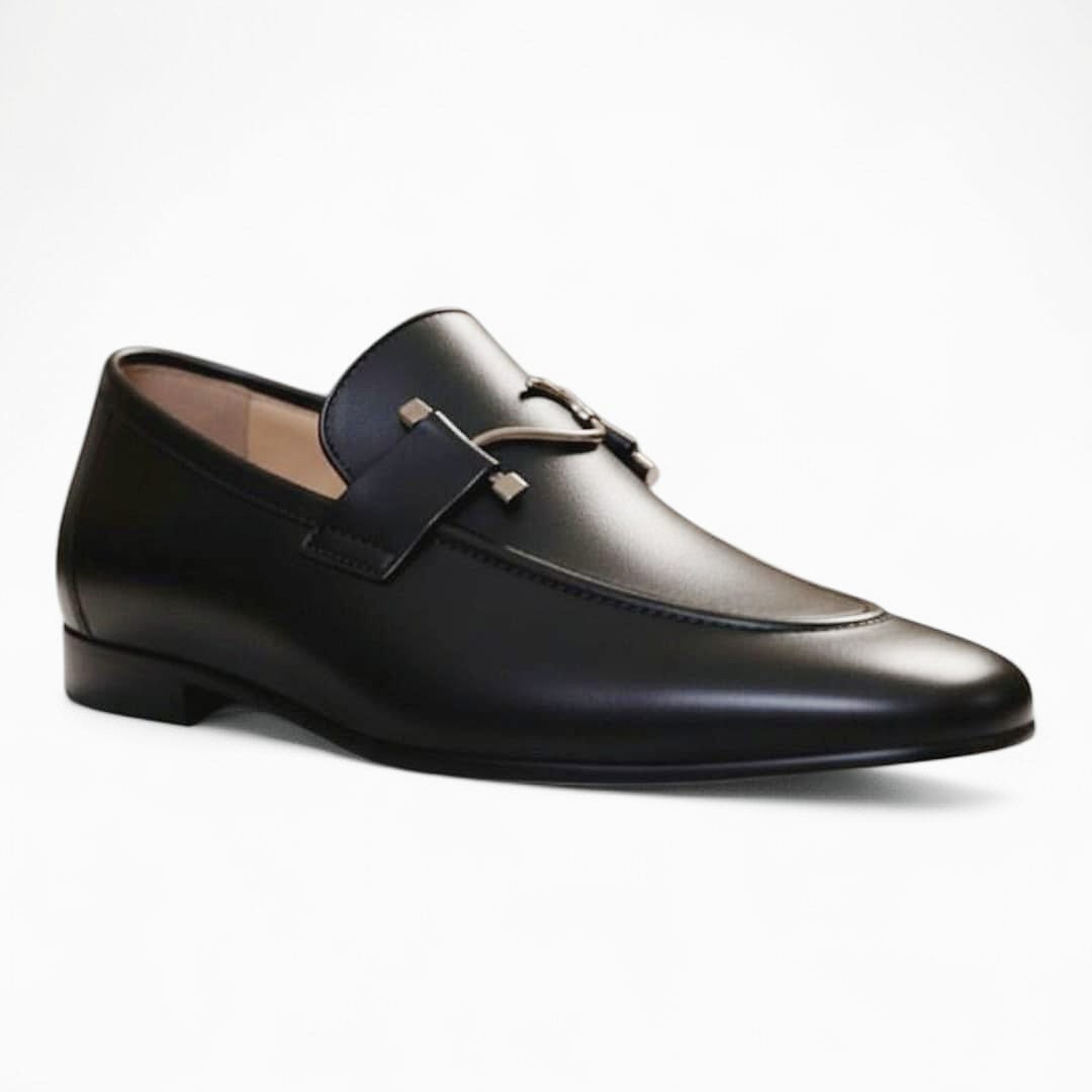 Men’s Black Cow Leather Formal Shoes | Soft Rubber Sole & Comfort Insole - 092119