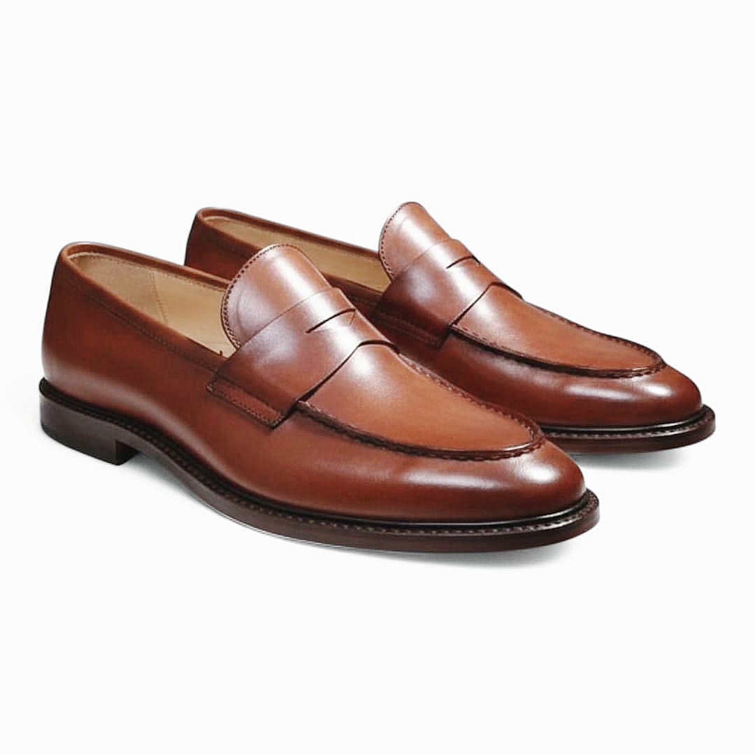 Handcrafted Mustard Penny Loafers for Men – Leather Sole Elegance - 092128