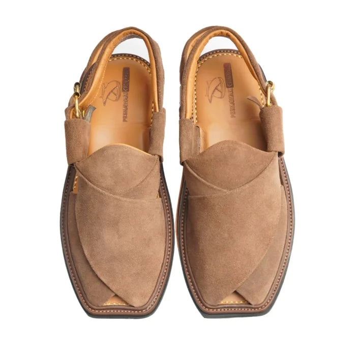 Suede Traditional Brown Peshawar Zalmi Chappal – 09288