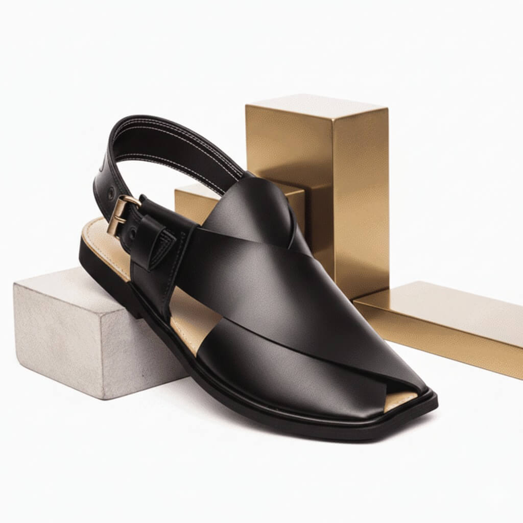 Black Charsadda Gol T Chappal – 092242