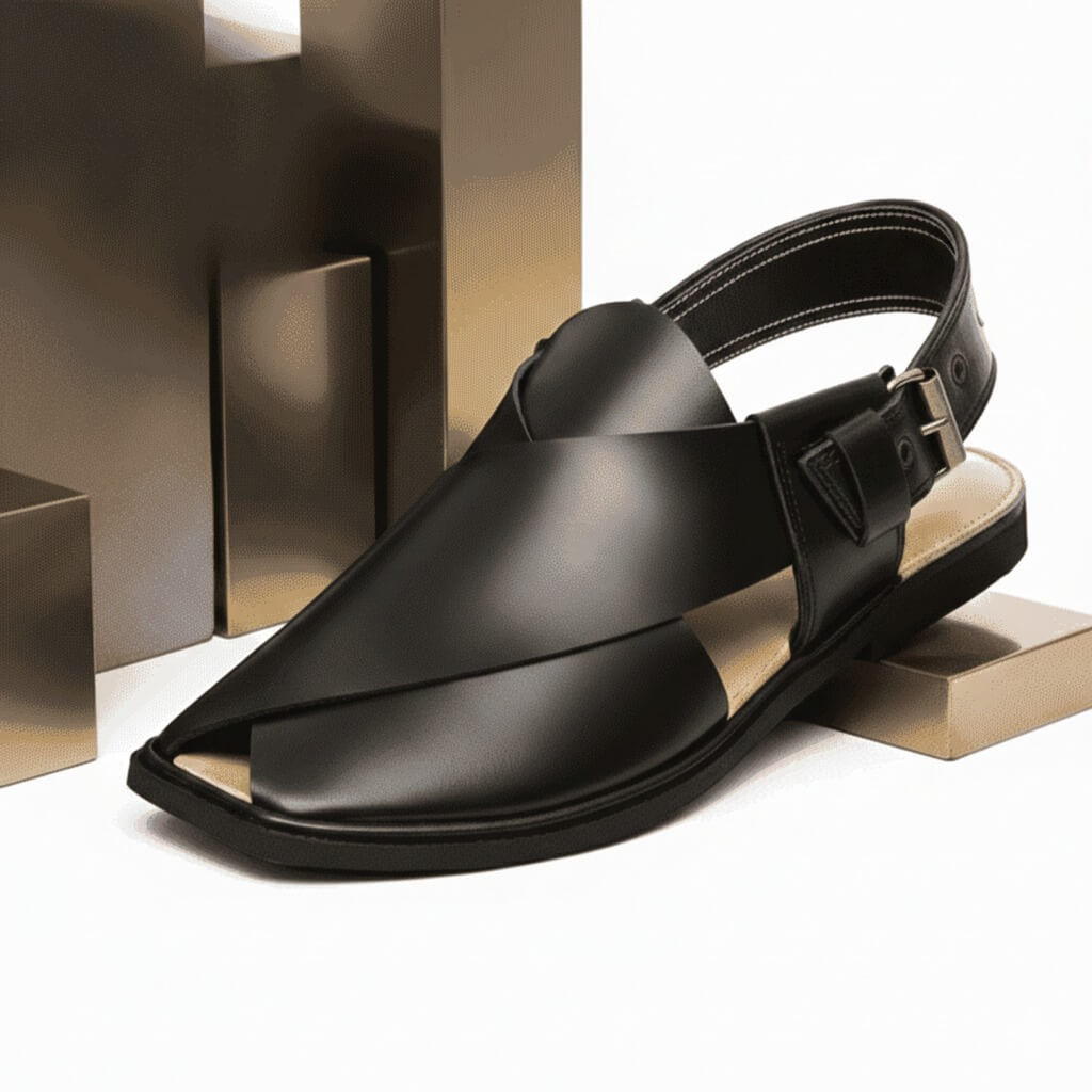 Black Charsadda Gol T Chappal – 092242