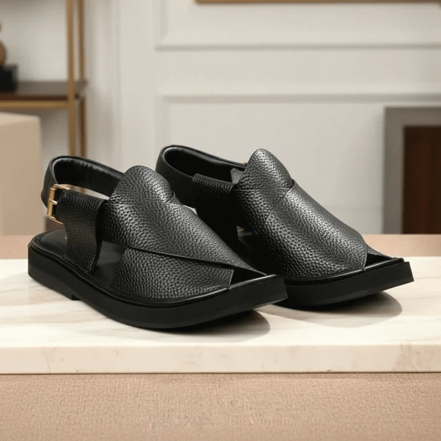 Handmade Kaptaan Chappal with Black Dotted Design – 09272