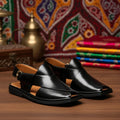 Black Round Shape Zalmi Chappal