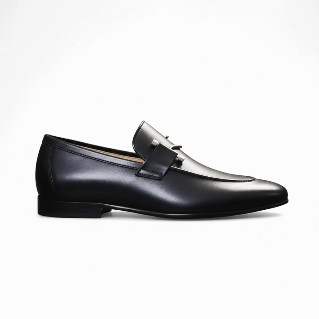 Men’s Black Cow Leather Formal Shoes | Soft Rubber Sole & Comfort Insole - 092119