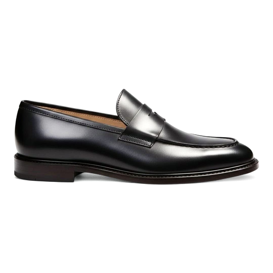 Handcrafted Men’s Black Penny Loafers | Premium Leather Sole - 092129
