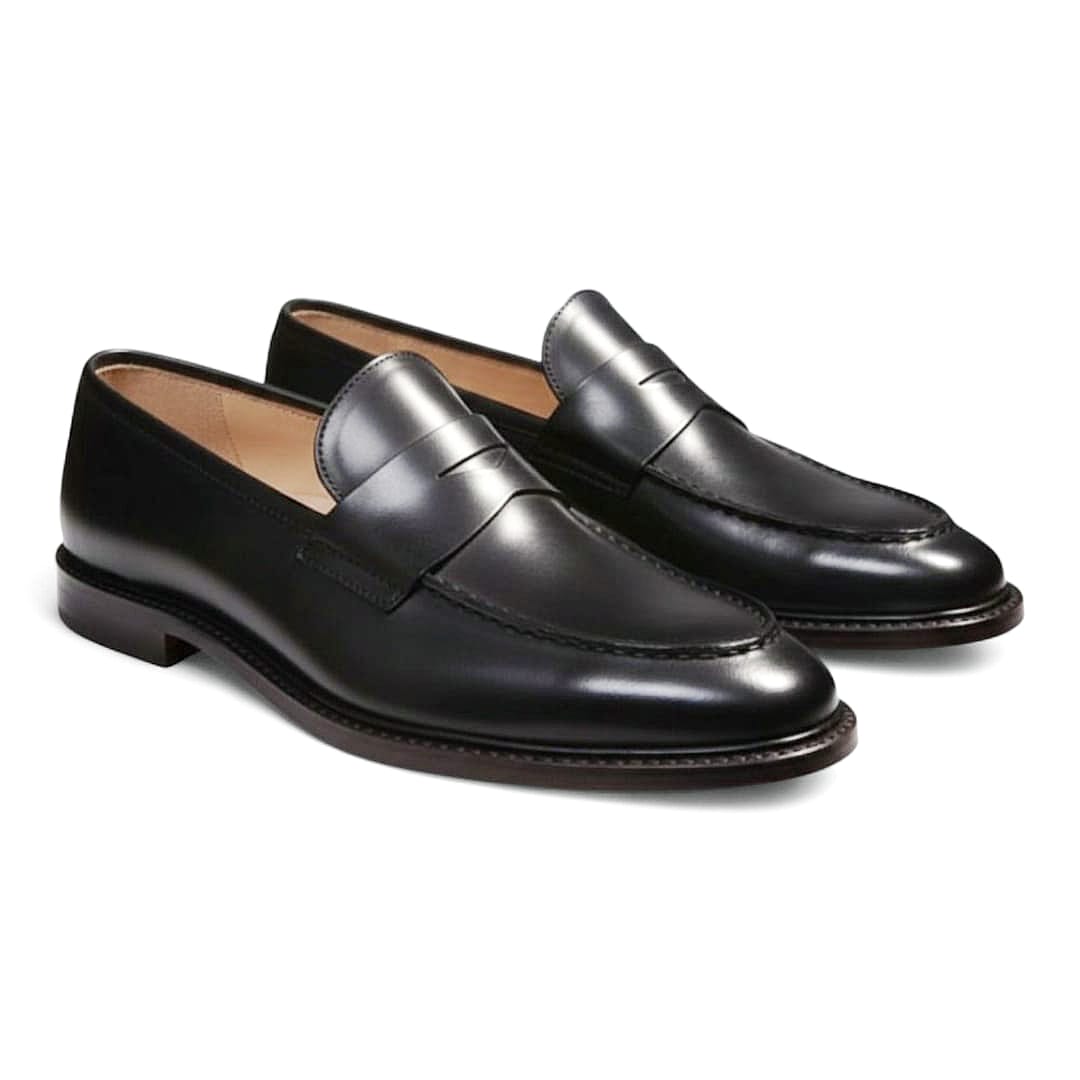 Handcrafted Men’s Black Penny Loafers | Premium Leather Sole - 092129
