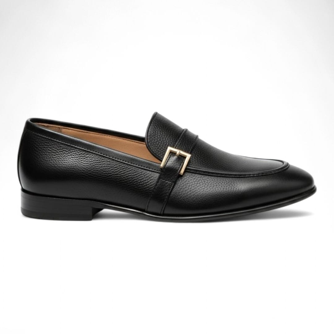 Men’s Leather Penny Loafers with Elegant Buckle