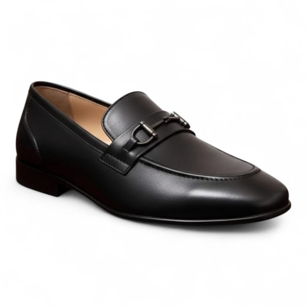 Men’s Black Leather Horsebit Loafers with Premium Leather Sole