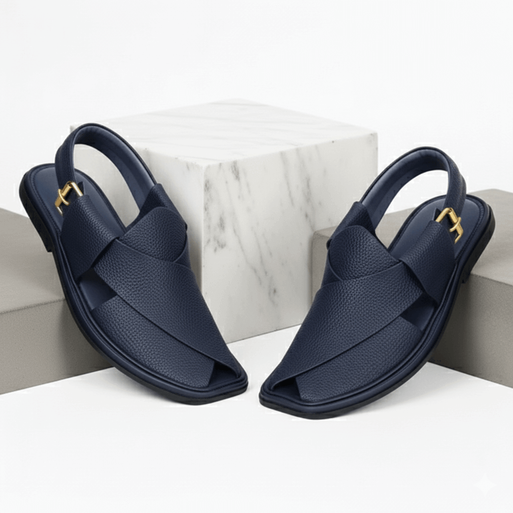 Handmade Peshawar Zalmi Chappal Blue Doted
