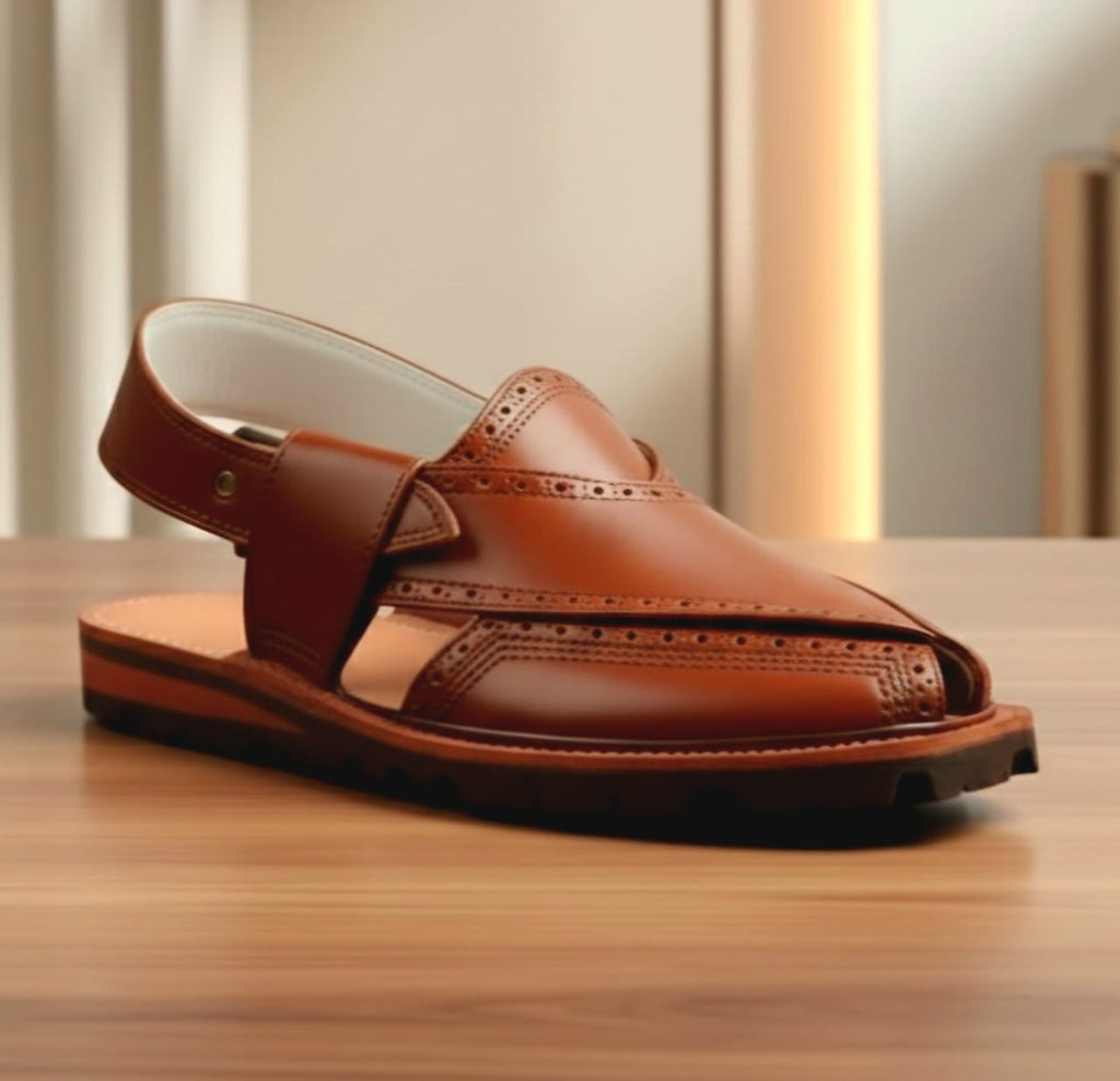 Handmade Mustard Brock Quetta Norozi Leather Chappal
