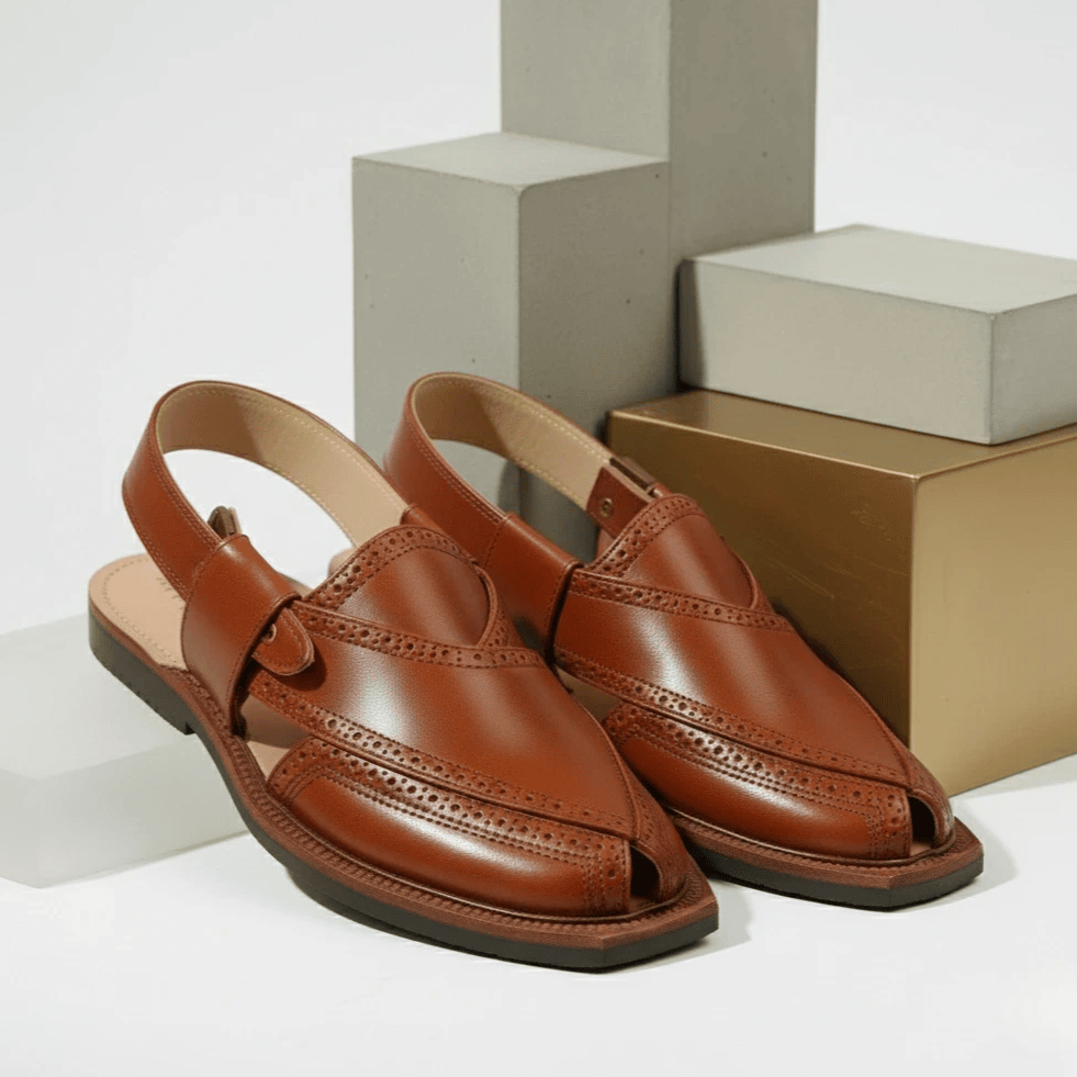 Handmade Brock Quetta Norozi Leather Chappal – 09234