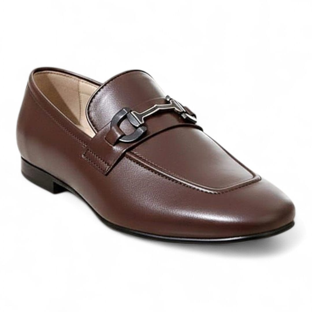 Men’s Brown Cow Leather Shoes with Soft Rubber Sole & Comfort Insole