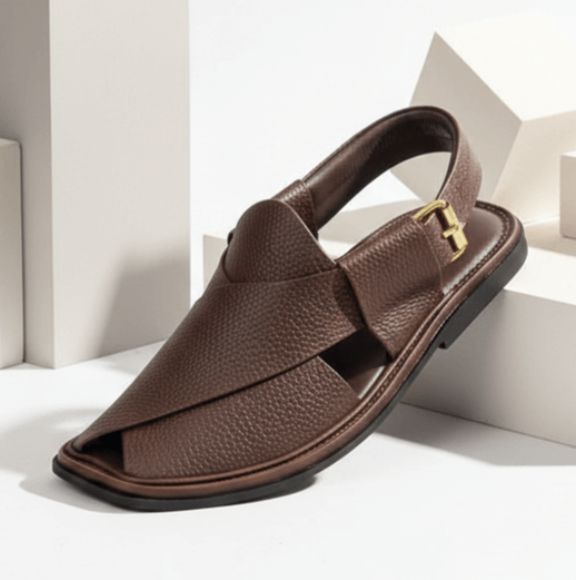 Handmade Peshawar Zalmi Chappal with Brown Doted