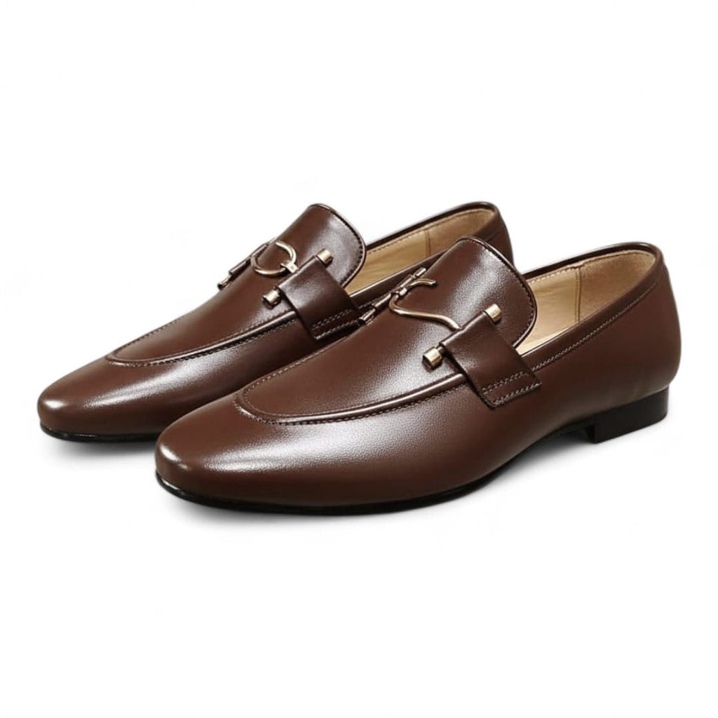 Men’s Brown Cow Leather Formal Shoes with Soft Rubber Sole