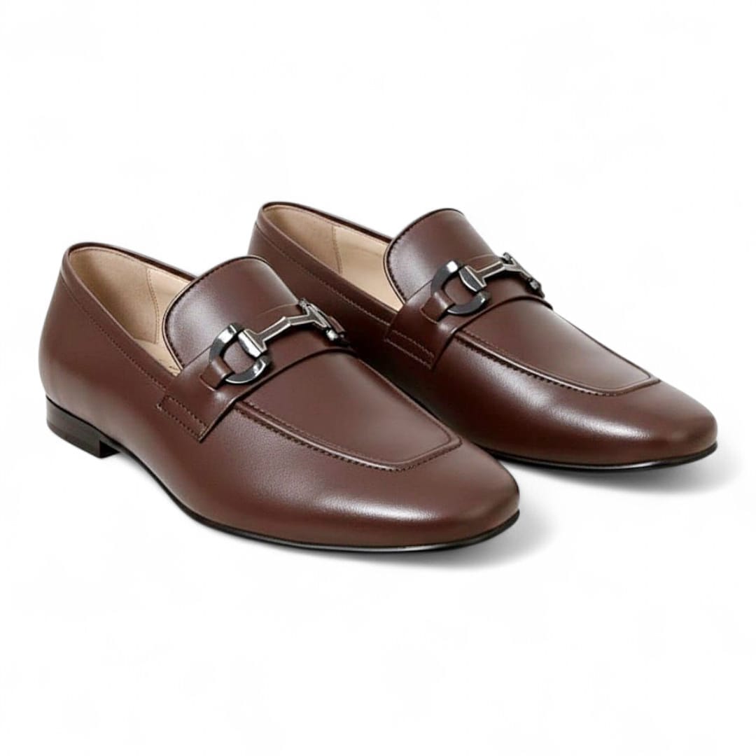 Men’s Brown Cow Leather Shoes with Soft Rubber Sole & Comfort Insole