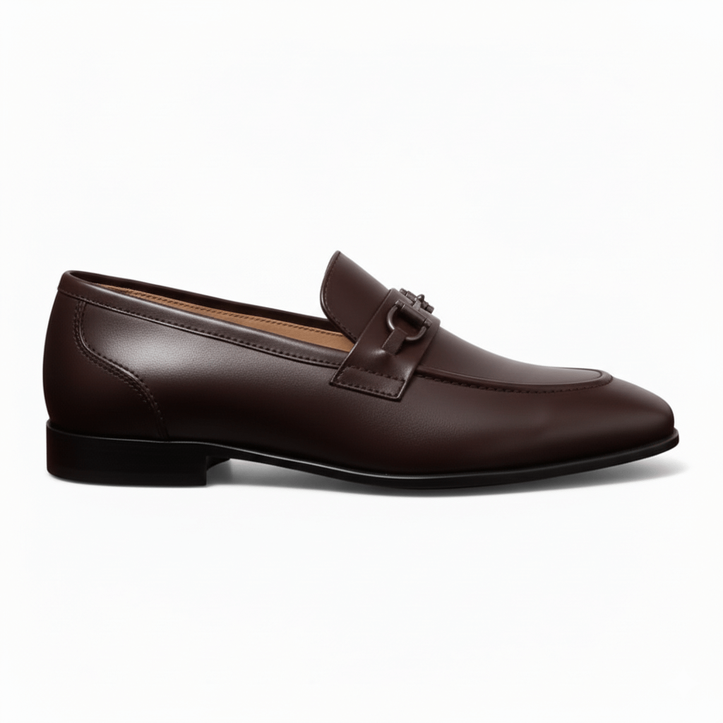 Men’s Brown Leather Horsebit Loafers with Premium Leather Sole - 092133