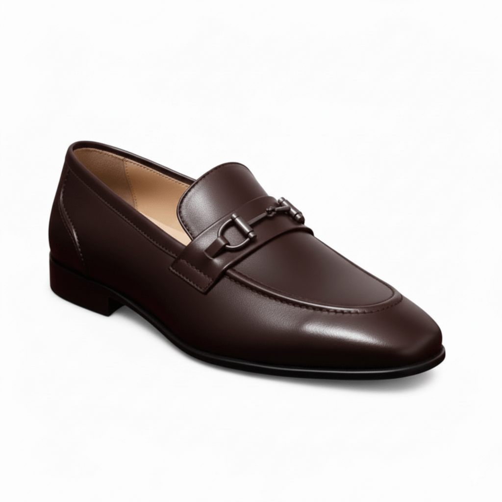 Men’s Brown Leather Horsebit Loafers with Premium Leather Sole - 092133
