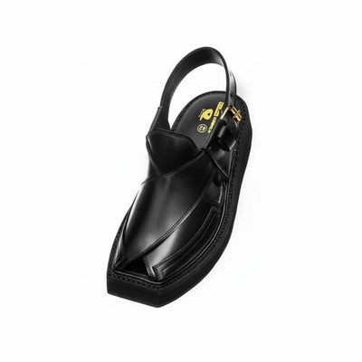 Iconic Black Leather Kaptaan Chappal – 092271