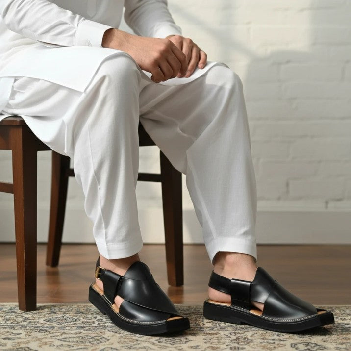 Black Peshawar Zalmi Kaptaan Chappal – 09295