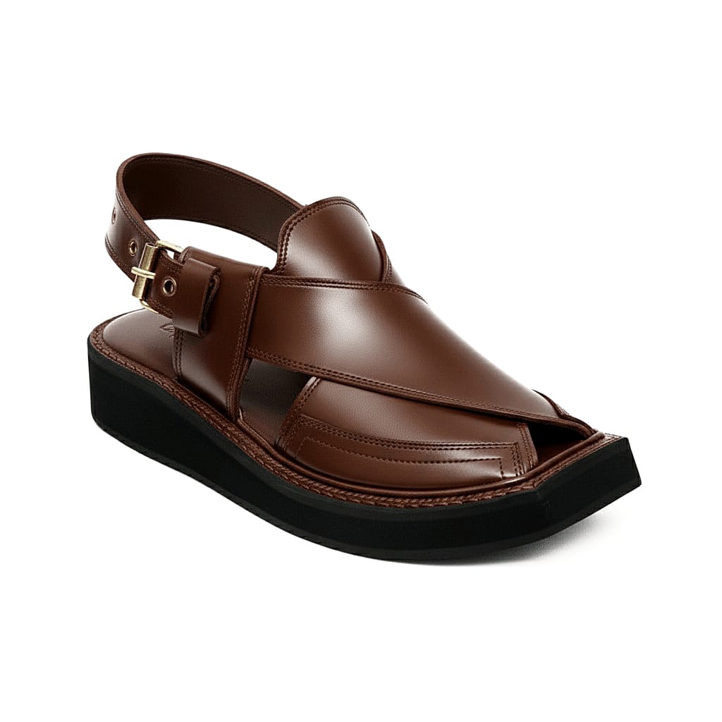 Handmade Iconic Brown Kaptaan Chappal – 092273