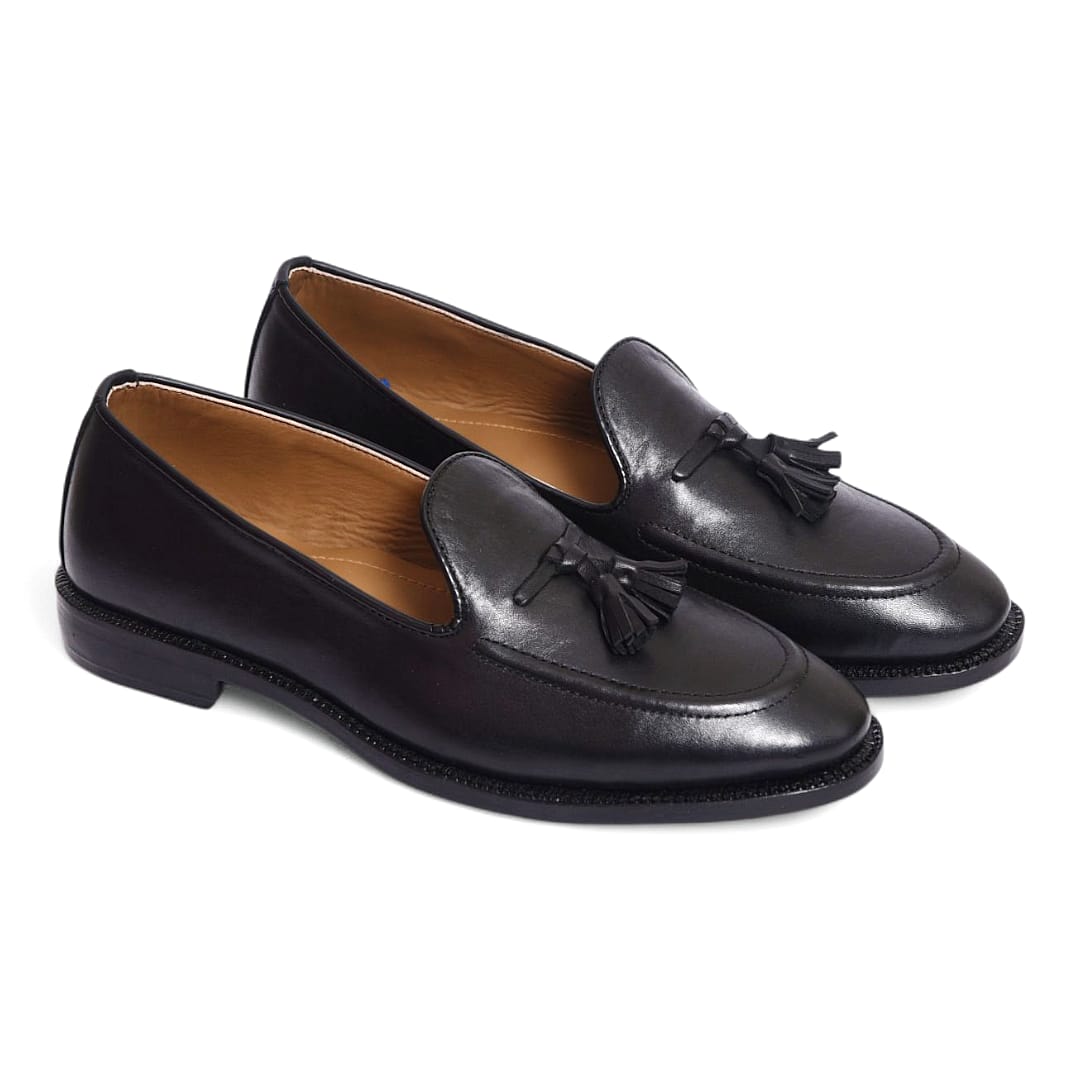Men’s Leather Tassel Loafers with Leather Sole - 092159