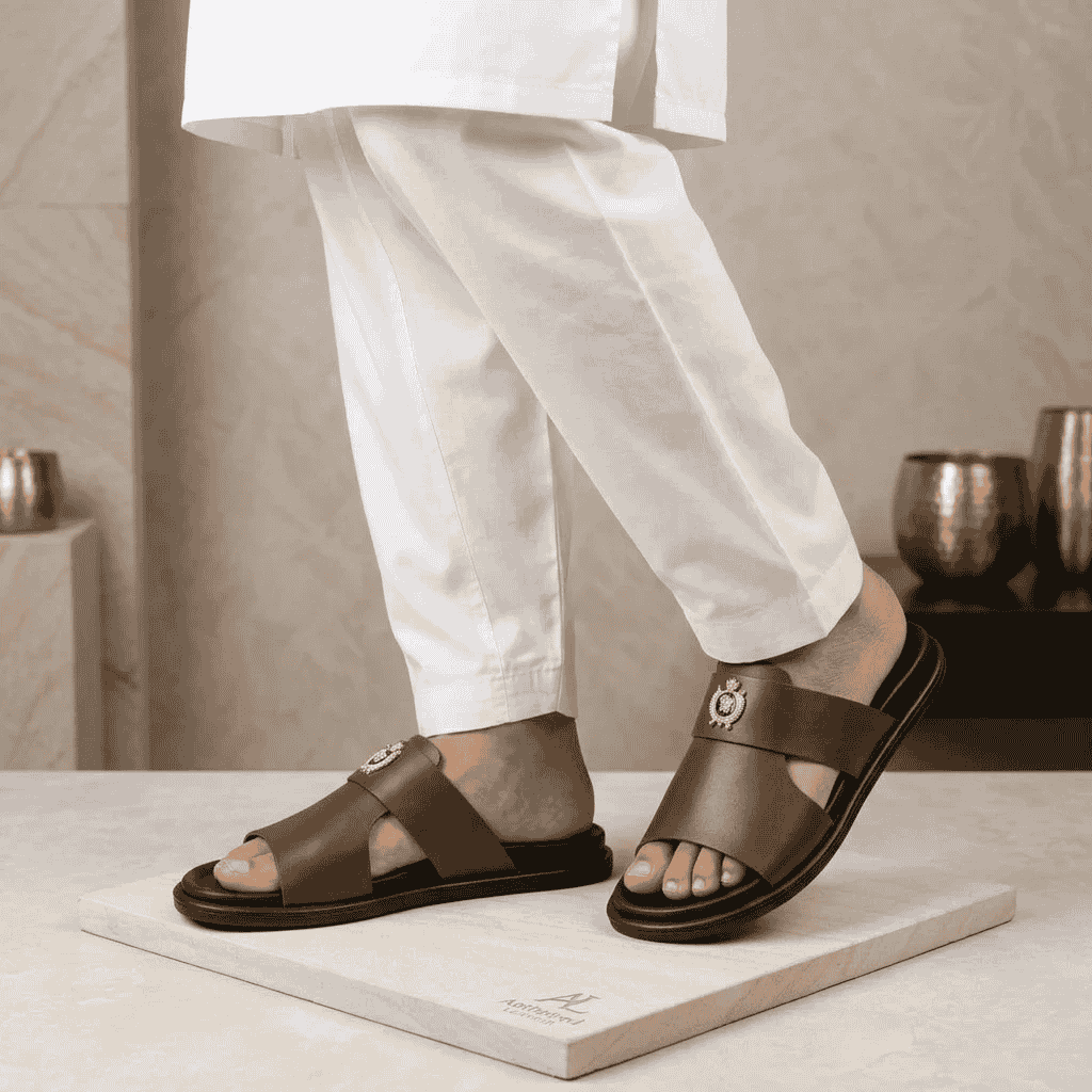Men’s Mustard Genuine Leather Single-Strap Slipper with Premium Buckle