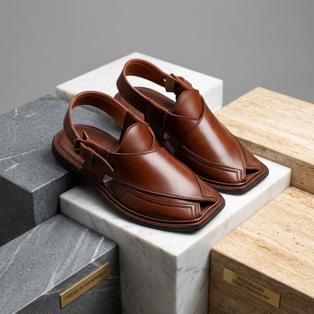 Handmade Signature Mustard Peshawari Chappal