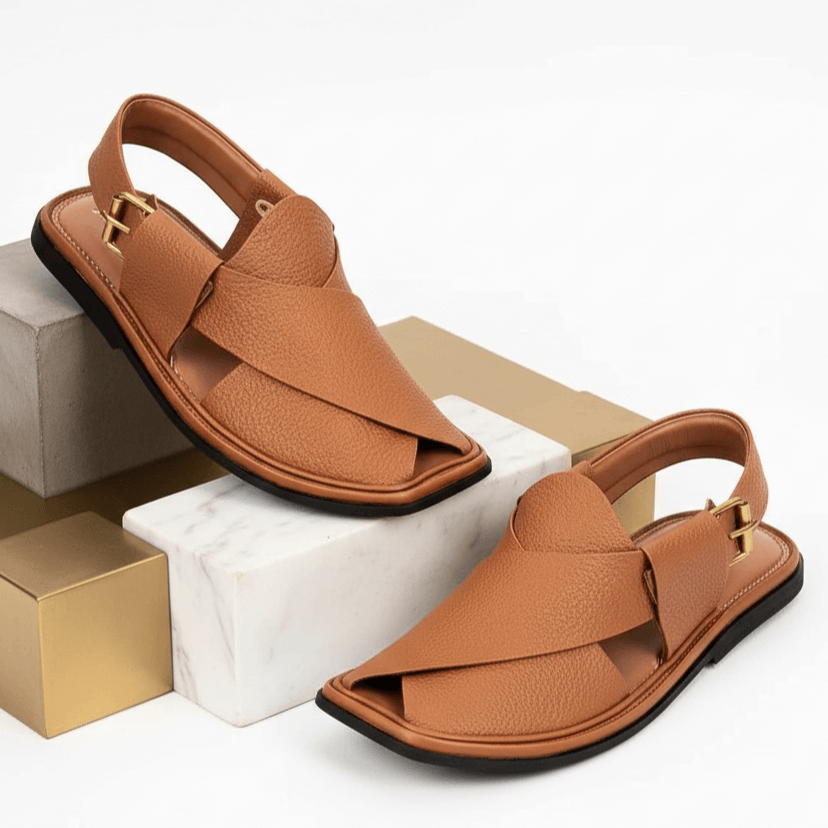 Handmade Peshawar Zalmi Chappal with Mustard Doted – 09263