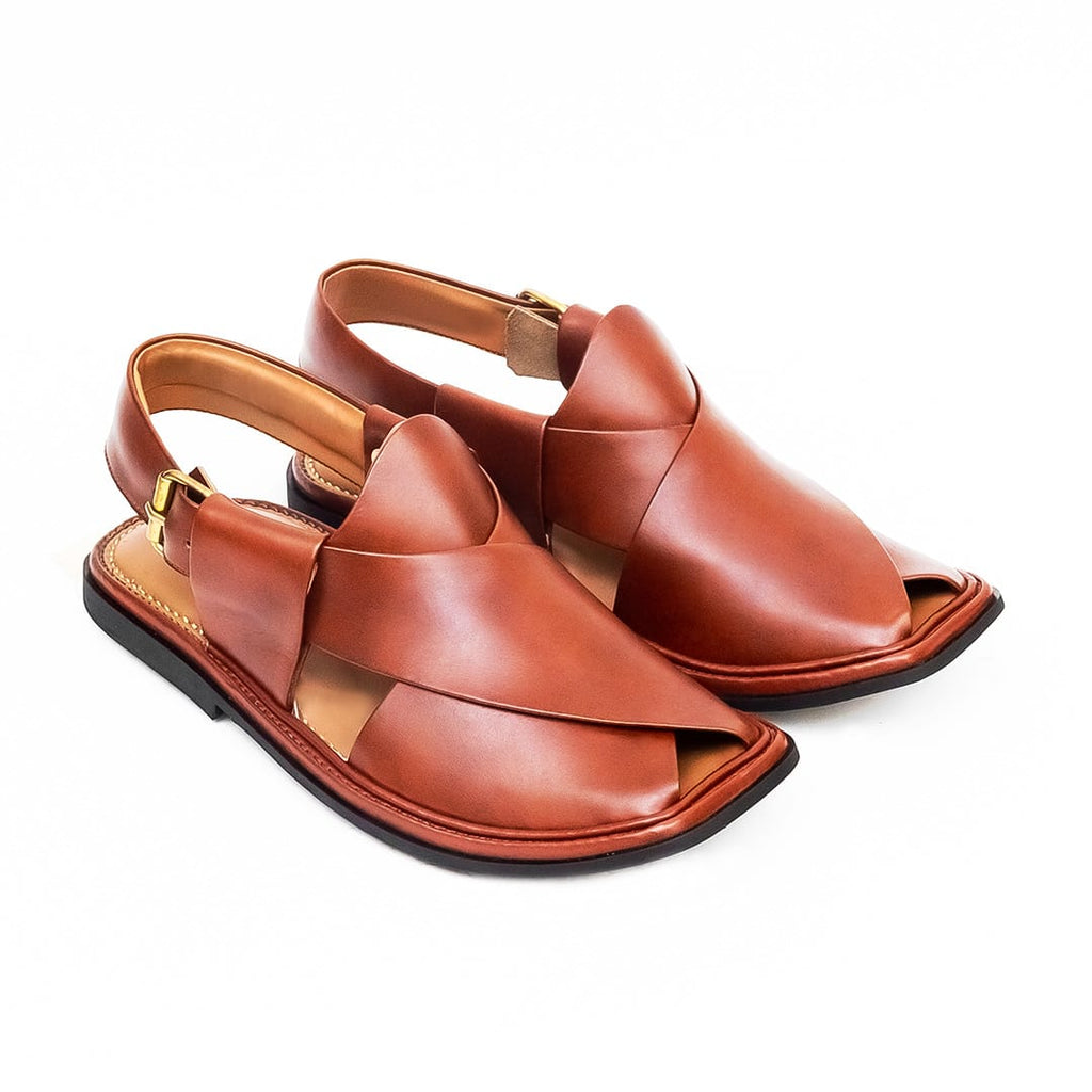 Mustard Round Shape Peshawar Zalmi Leather Chappal