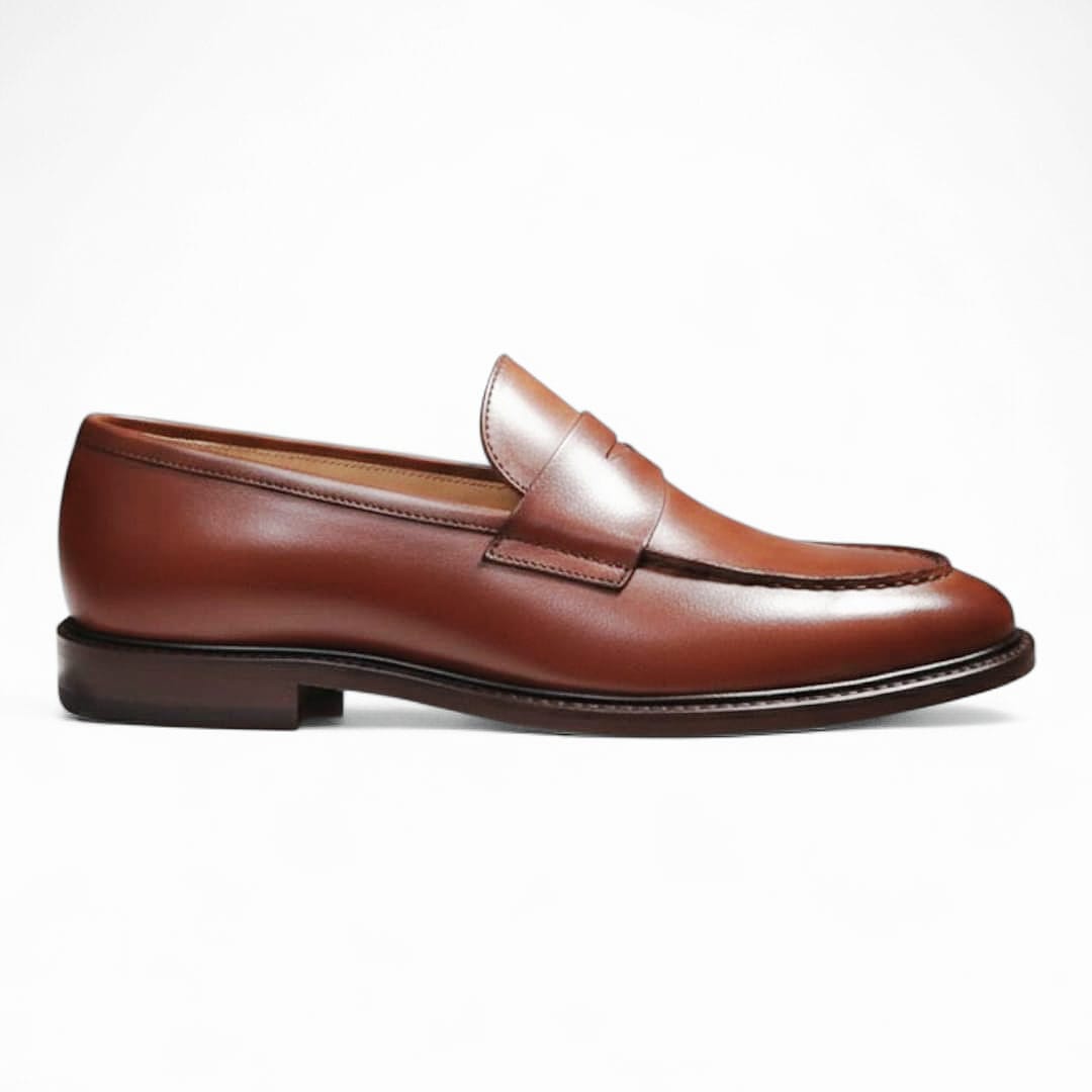 Handcrafted Mustard Penny Loafers for Men – Leather Sole Elegance - 092128