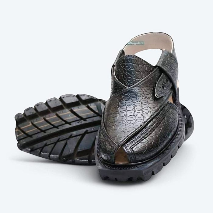 Traditional Quetta Norozi Chappal in Printed Leather with Double Sole