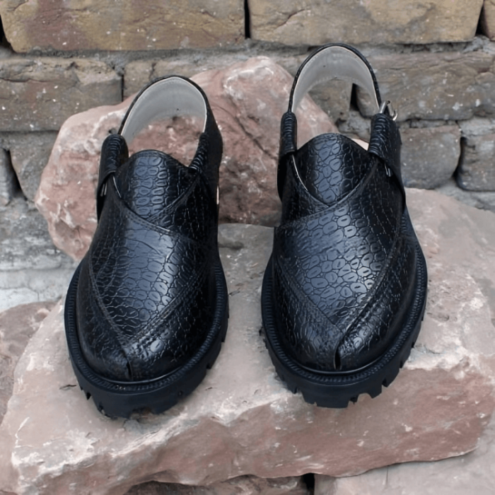 Envy Black Printed Leather Quetta Norozi Chappal – 092378