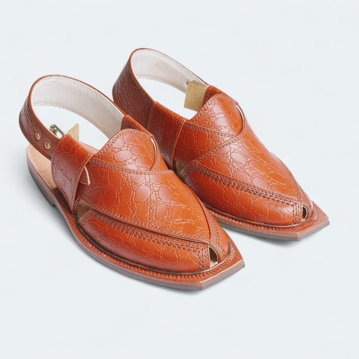 Printed Leather Mustard Norozi Chappal 