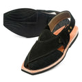 Handmade Black Suede Norozi Chappal With Single Sole 