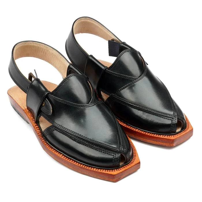 Handmade Black Norozi Chappal With Leather Sole – 092305