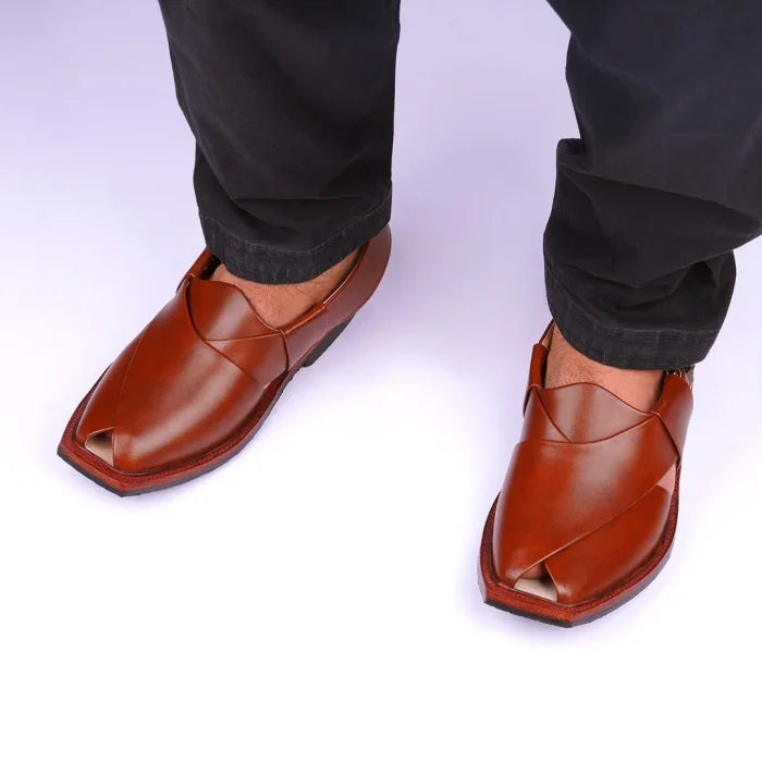 Hand Crafted Mustard Shine Quetta Norozi Chappal