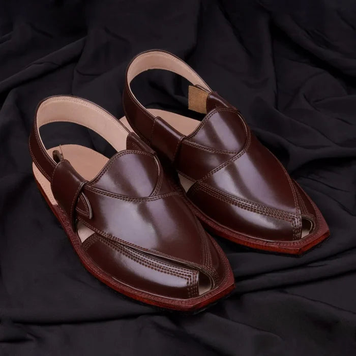 Handmade Brown Quetta Norozi Leather Chappal – 092146