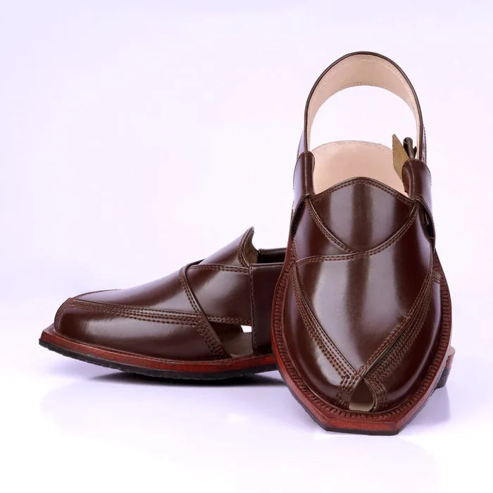 Handmade Brown Quetta Norozi Leather Chappal