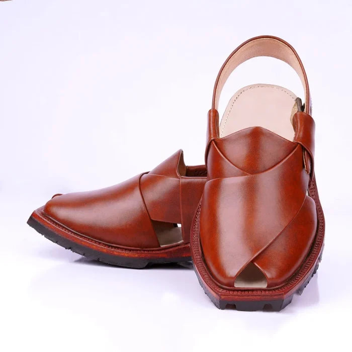 Hand-Crafted Mustard Quetta Norozi Chappal with Double Tire Sole