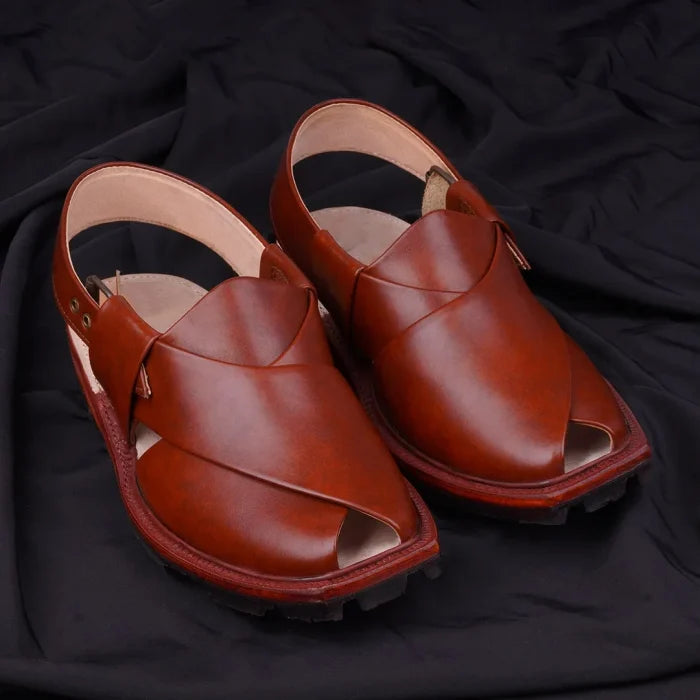 Hand-Crafted Mustard Quetta Norozi Chappal with Double Tire Sole